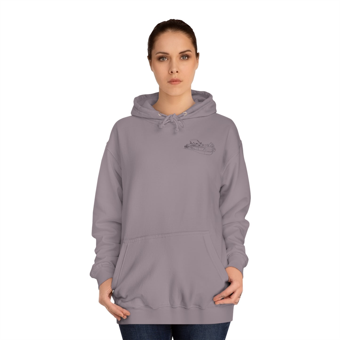Manitowish Waters Pontoon Boat Family Front Patch - Unisex Hoodie Medium Weight