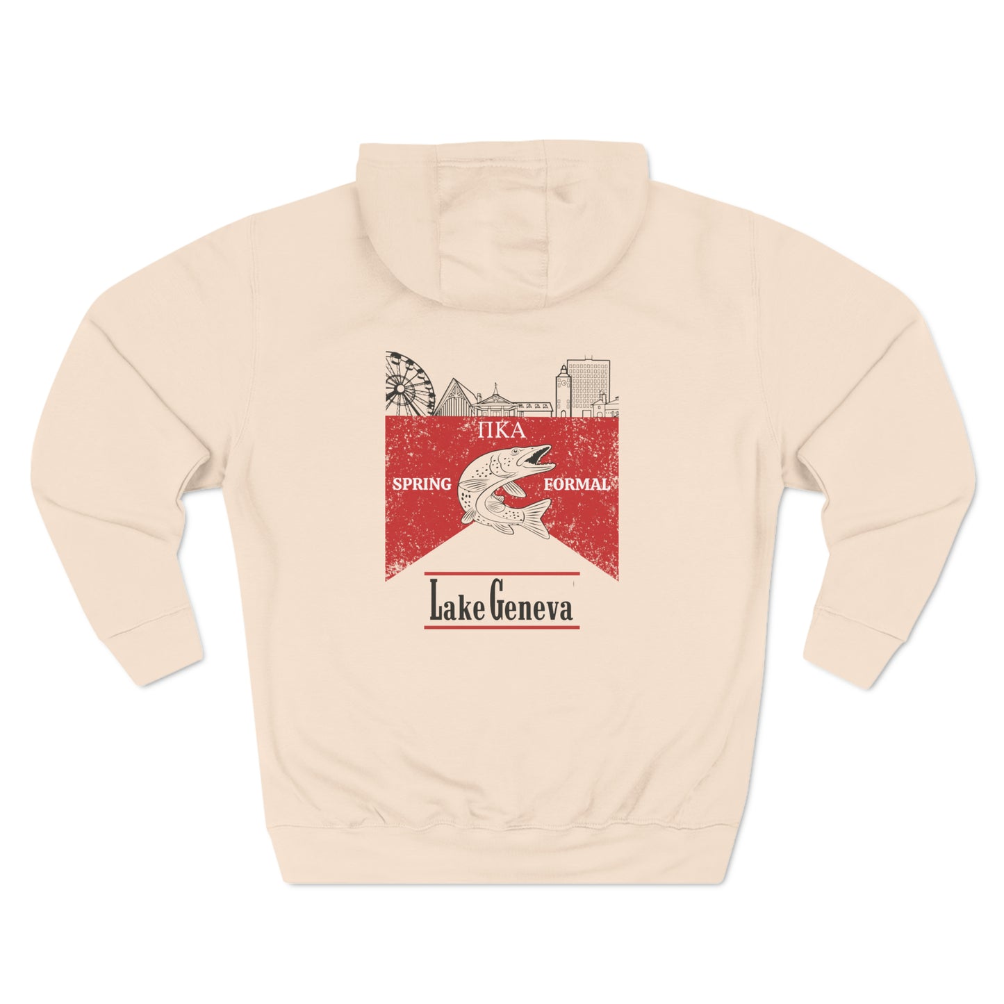 Pike mockup EVEN BOLDER lane seven Three-Panel Fleece Hoodie (grey, light beige, white, pale pink)