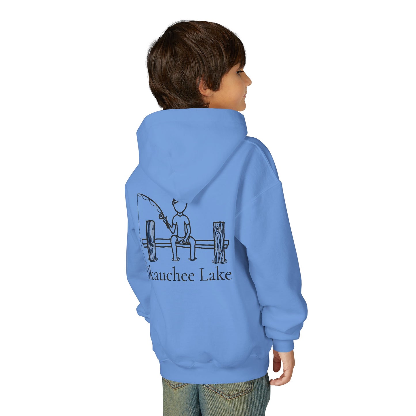 Fishing off Dock Okauchee Lake Youth Hoodie