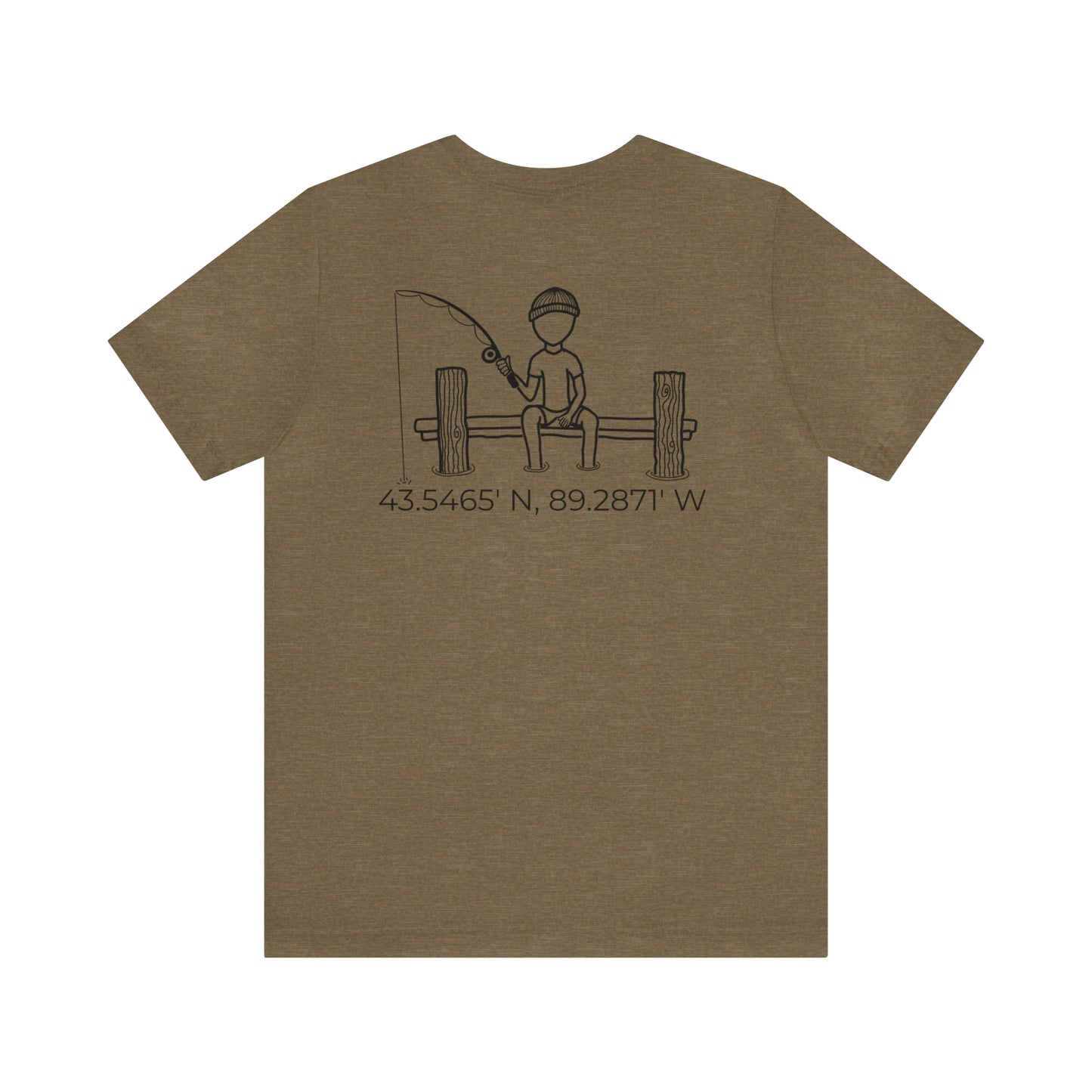 Fishing Off Dock Back - Park Lake Unisex Lightweight Short Sleeve Tee