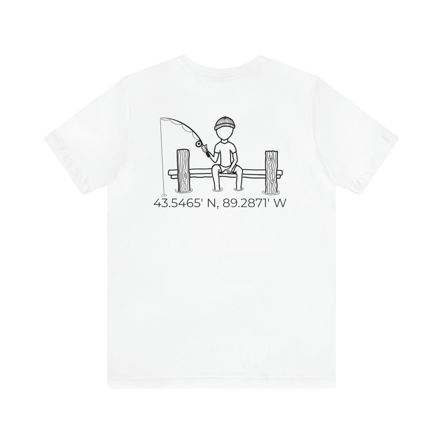 Fishing Off Dock Back - Park Lake Unisex Lightweight Short Sleeve Tee