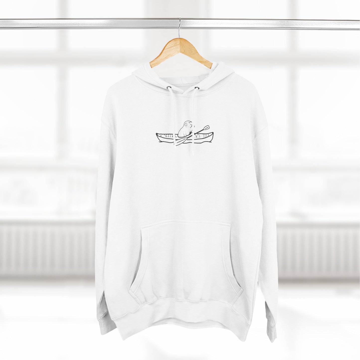 Kayak Dog - English Bulldog, Three-Panel Fleece Hoodie Unisex (LS)