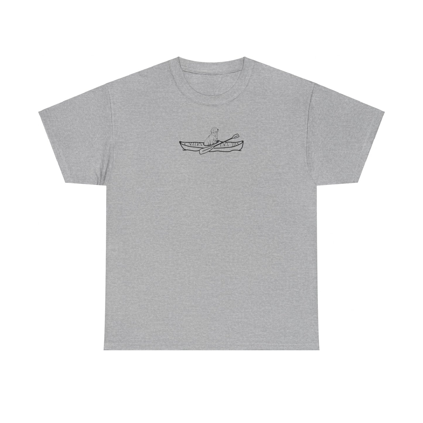 Unisex Heavy Cotton Tee (Kayak Dog Golden Retriever Design)