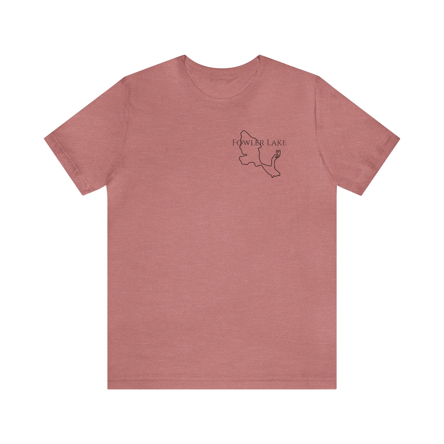Fowler Lake front, Fishing with Blue Background - Bella & Canvas Unisex Short Sleeve Tee