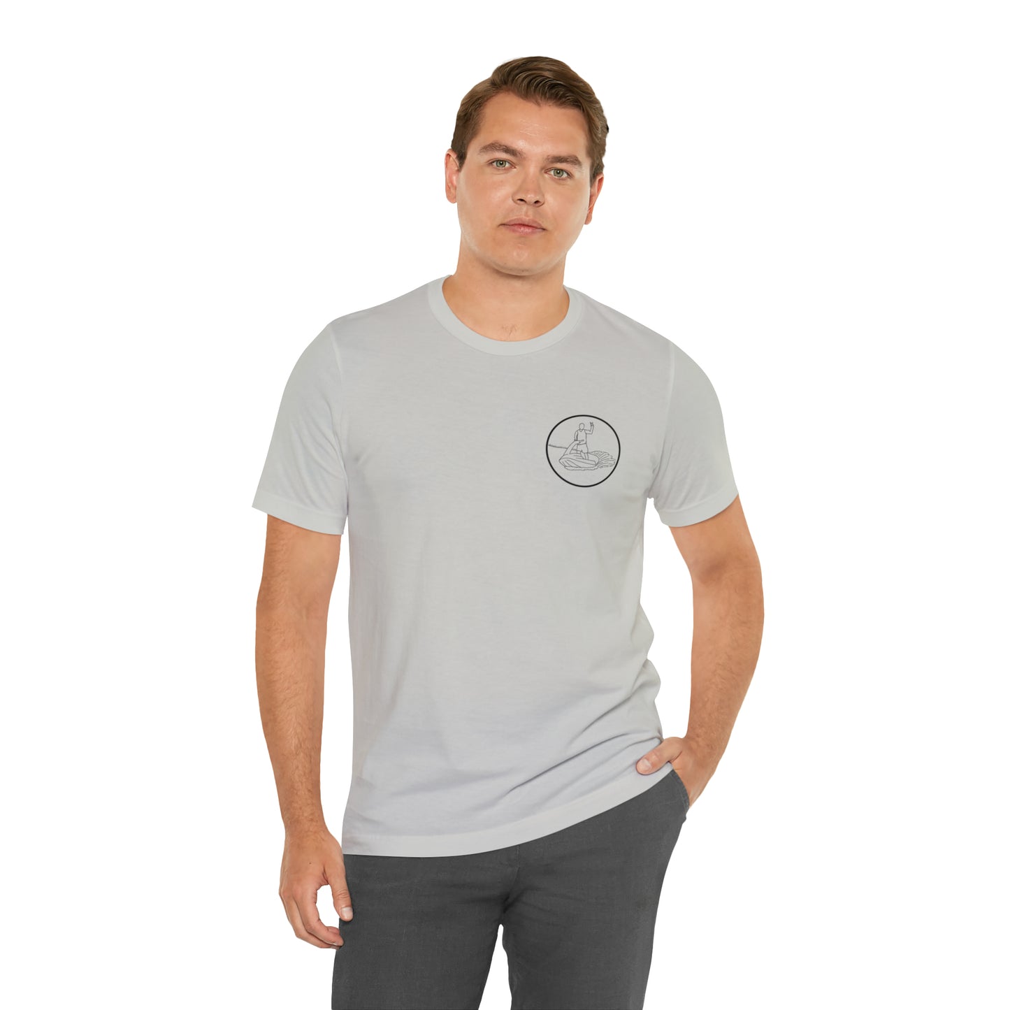 Standup Jetski Front, 2008 Malibu Wakesetter - Okauchee Lake Unisex Lightweight Short Sleeve Tee