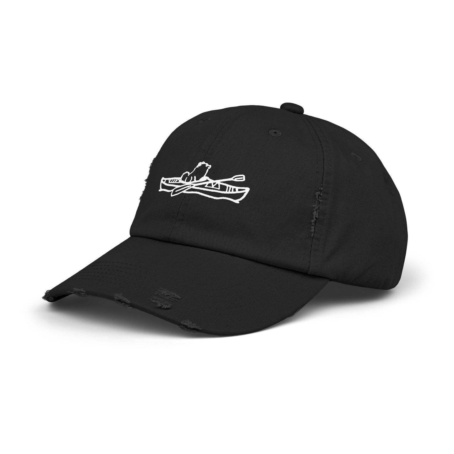 Kayak Dog Pomeranian Unisex Distressed Cap