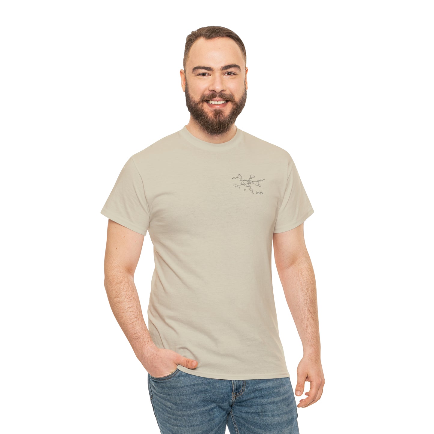 Manitowish Waters Fishing Off Dock - Unisex Heavyweight Short Sleeve Tee