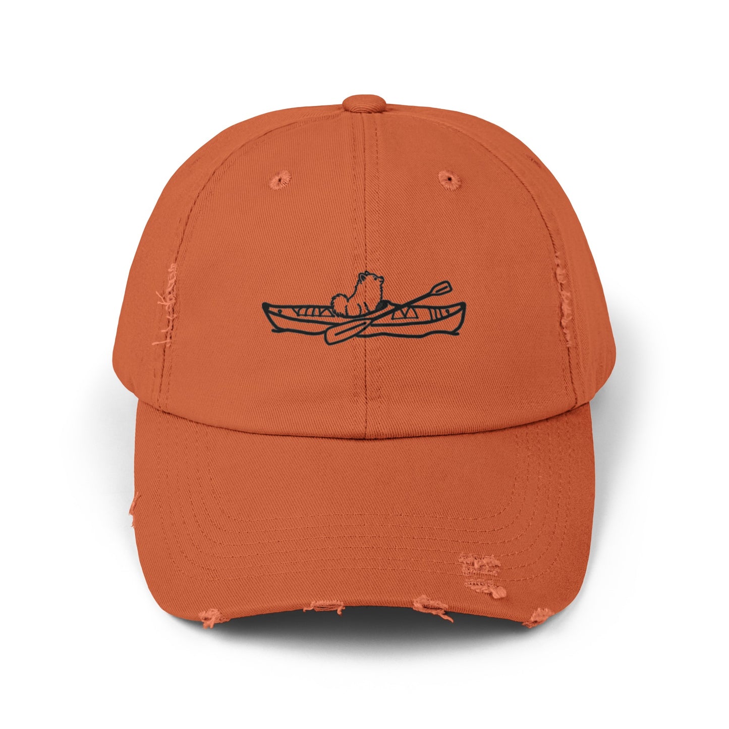 Kayak Dog Pomeranian Unisex Distressed Cap