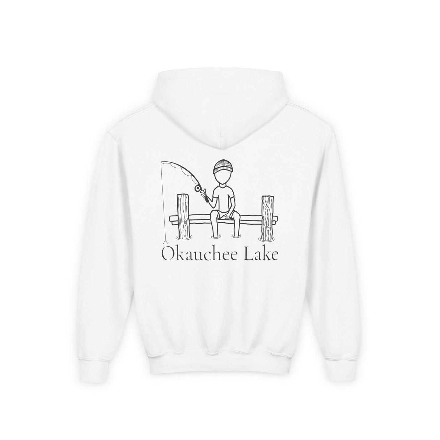 Fishing off Dock Okauchee Lake Youth Hoodie