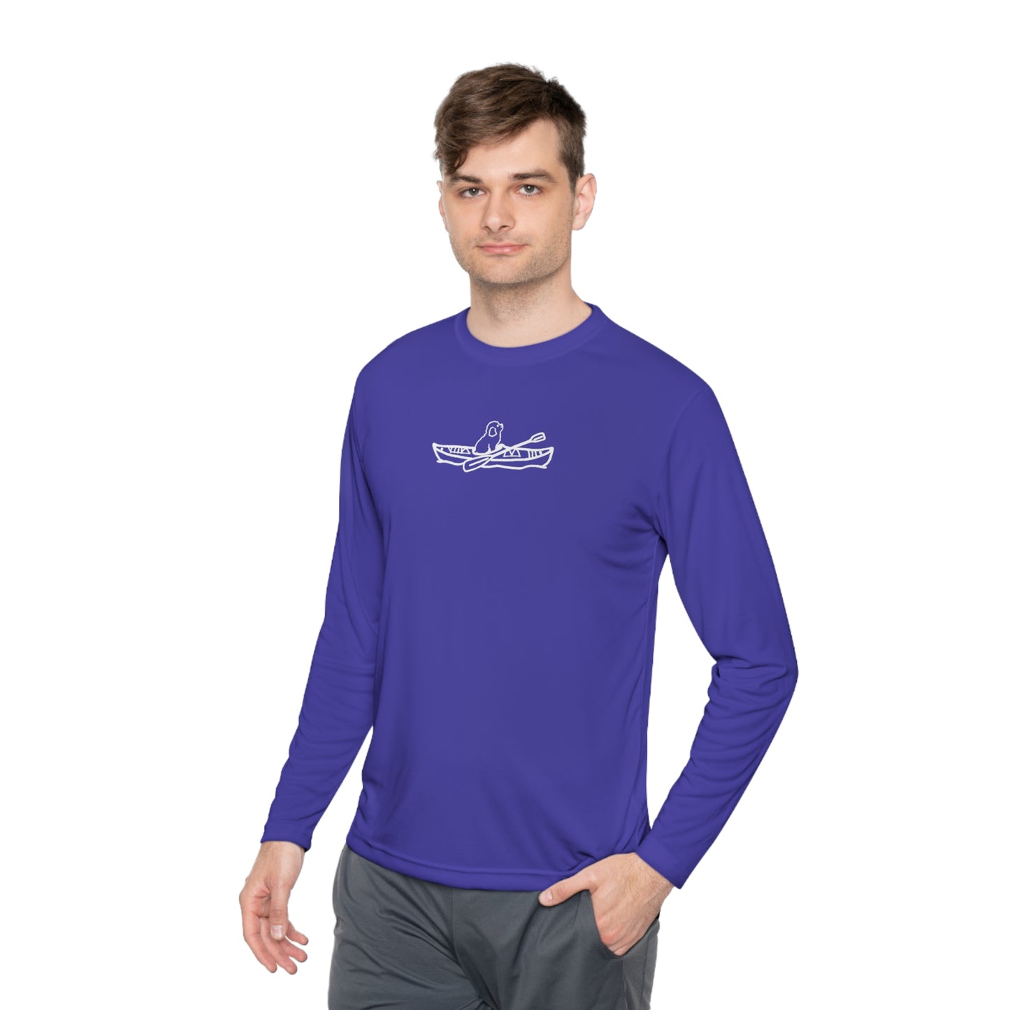 Kayak Dog - Mini Golden Doodle/Toy Poodle - Unisex Lightweight Sport Long Sleeve Tee