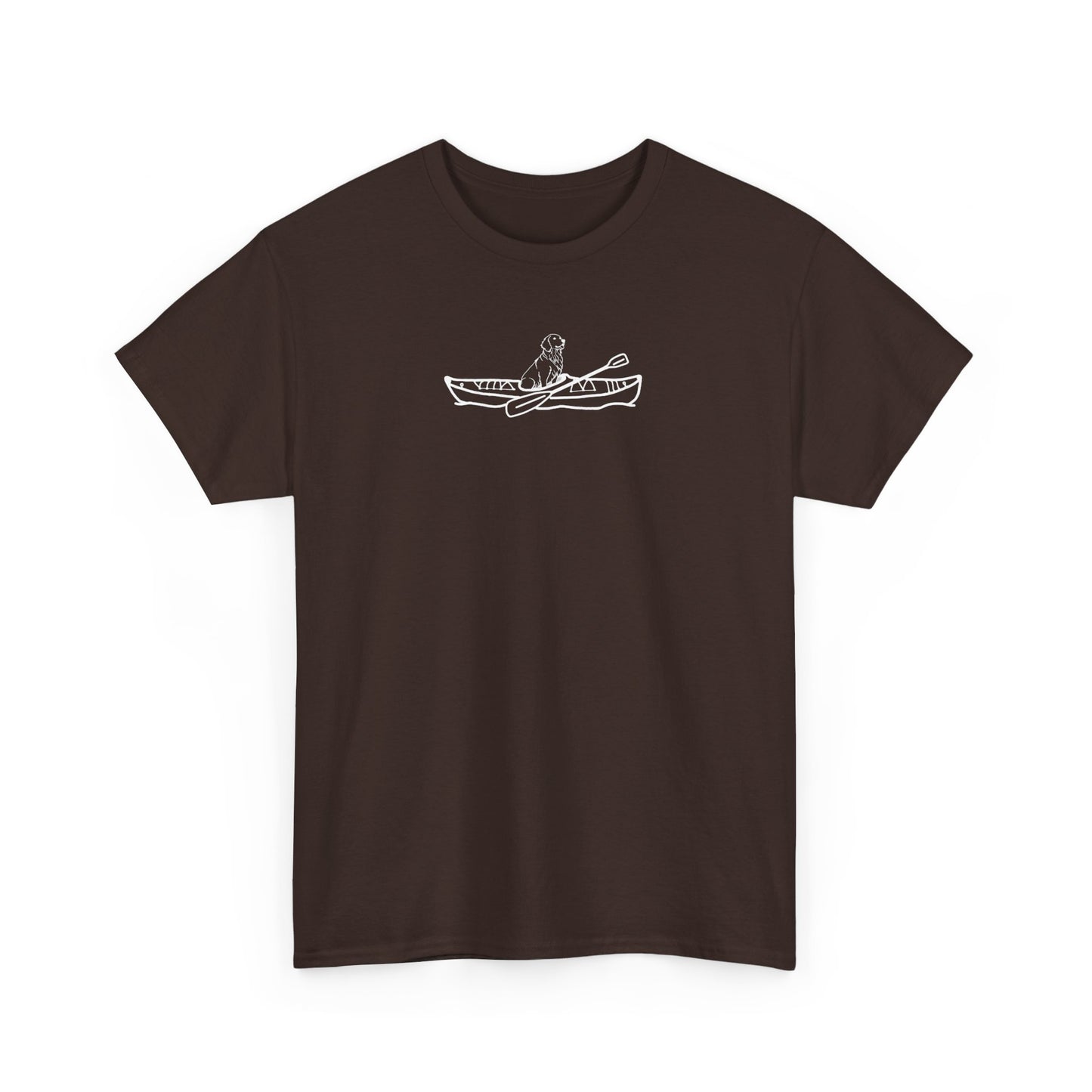 Unisex Heavy Cotton Tee (Kayak Dog Golden Retriever Design)
