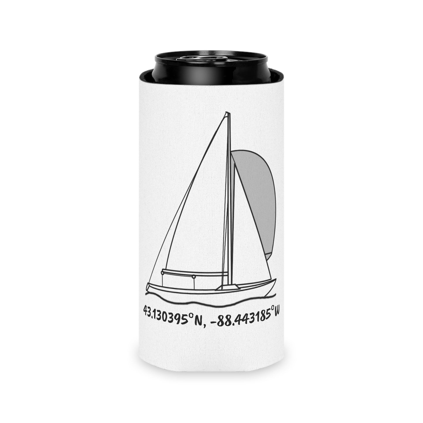 Okauchee Lake Sailboat Yngling Model Can Koozie