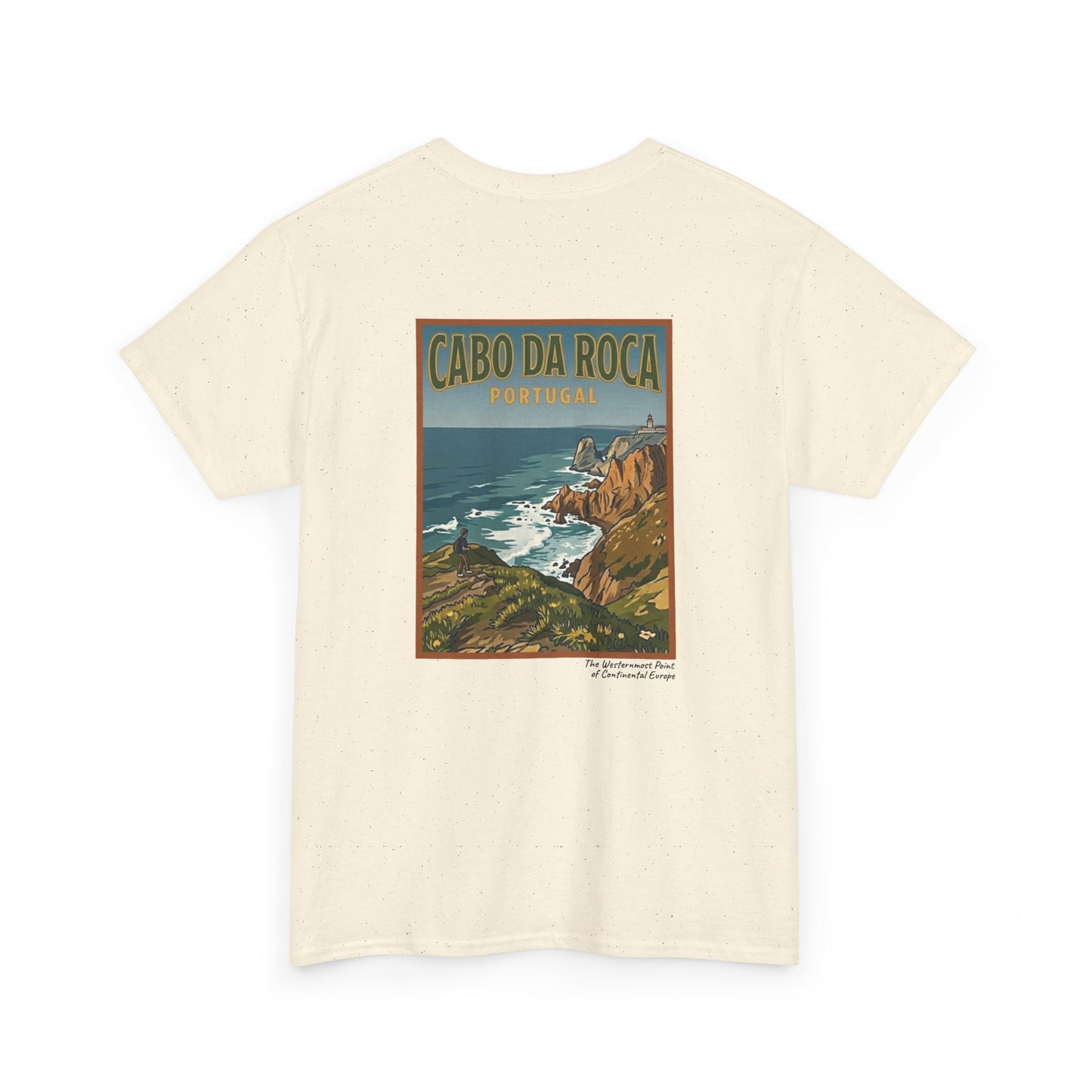 Cabo do Roca with coordinates - 4 panel front - Unisex Heavy Cotton Tee