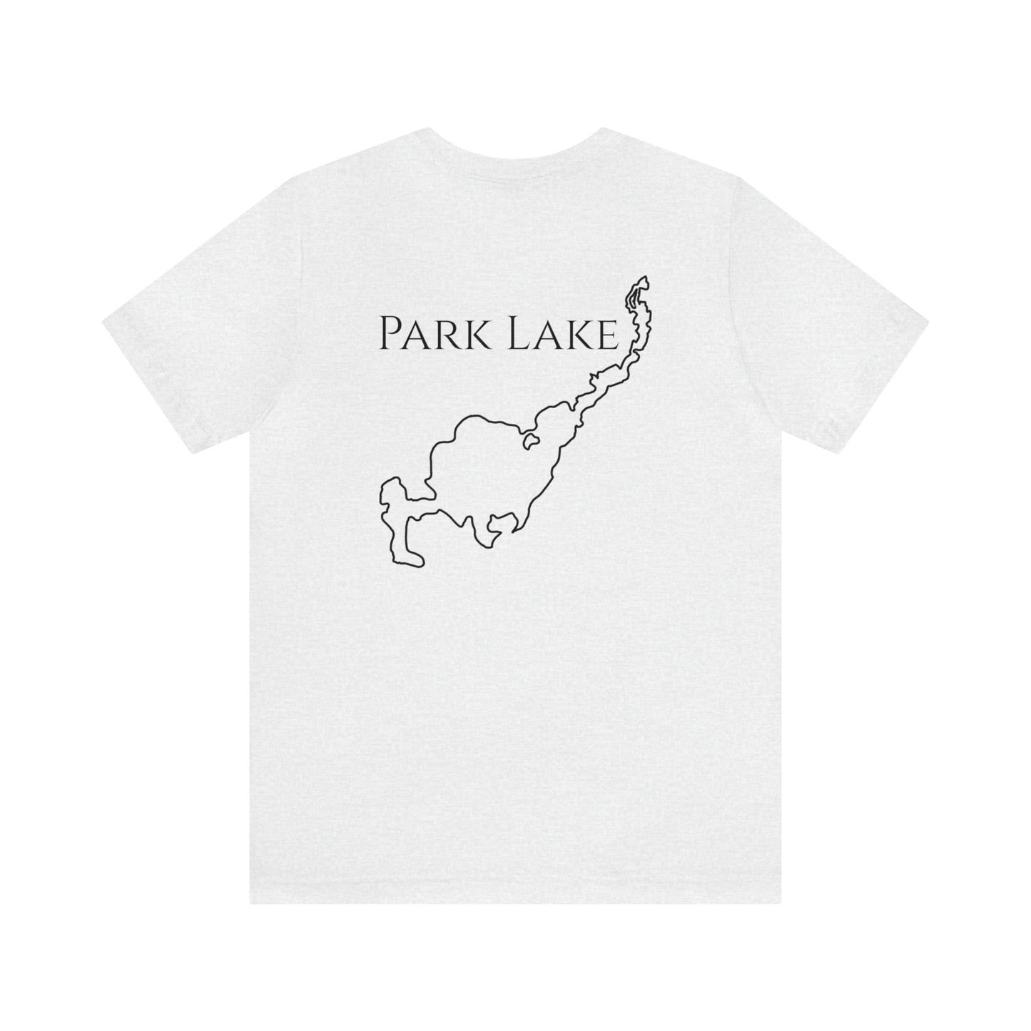 Fishing Off Dock Front Patch - Park Lake Unisex Lightweight Short Sleeve Tee