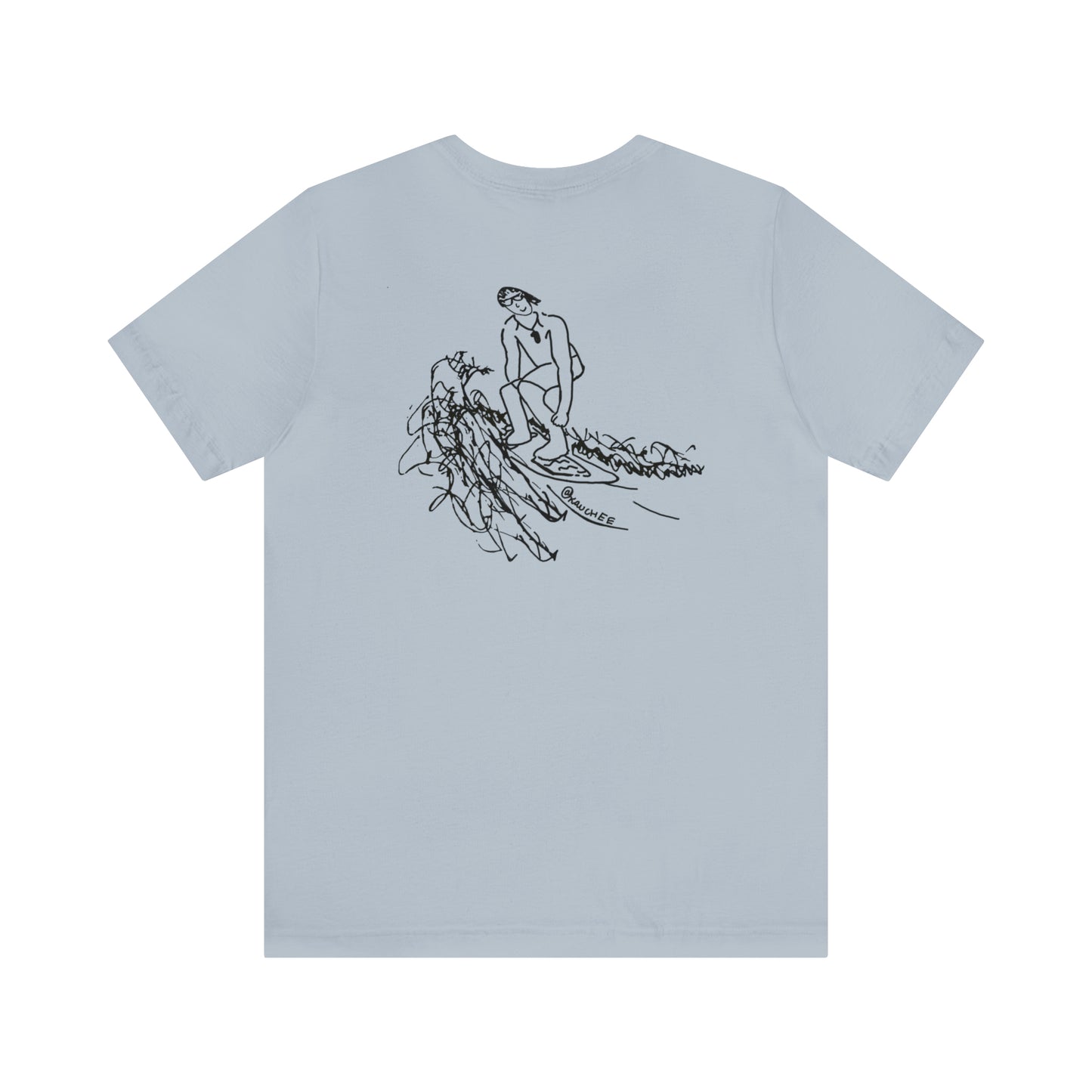 Okauchee Lake, Surfing Sketch - Unisex Lightweight Short Sleeve Tee