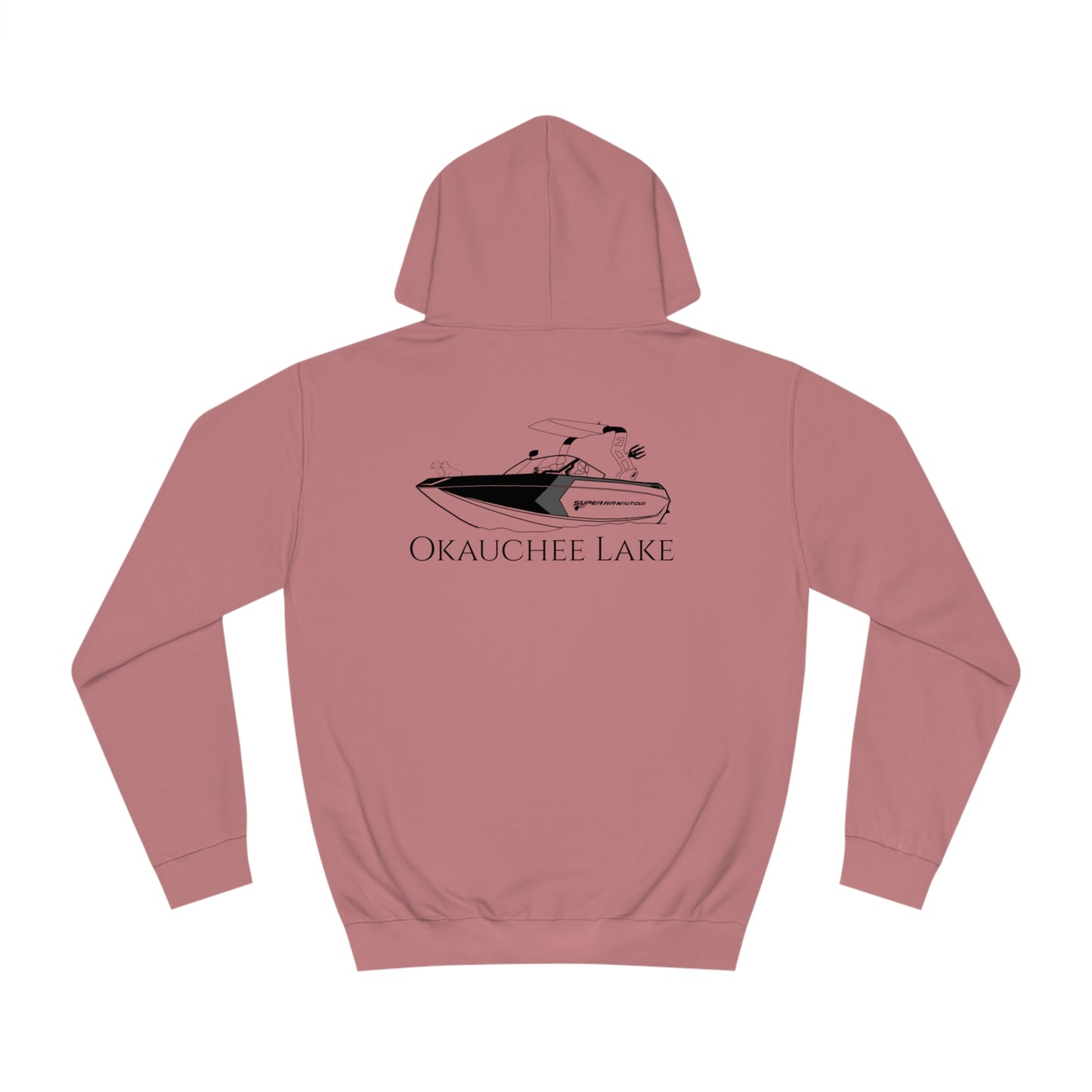 G21 Boat With Dogs Back - Okauchee Lake Unisex Hoodie Medium Weight