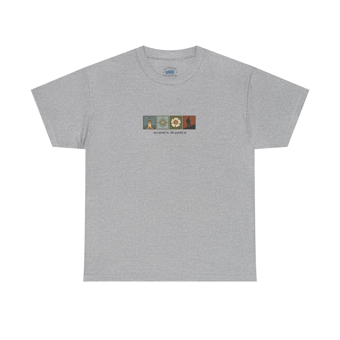 Cabo do Roca with coordinates - 4 panel front - Unisex Heavy Cotton Tee