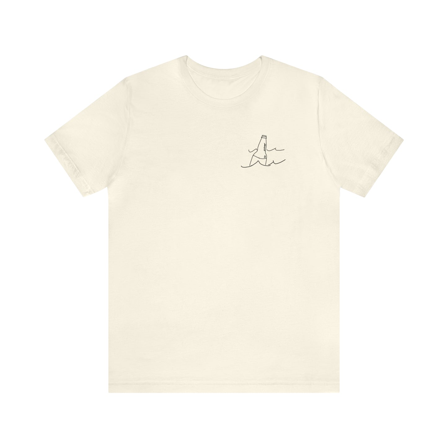 Pewaukee Lake, Bottle Front & Surfing Sketch - Unisex Lightweight Short Sleeve Tee