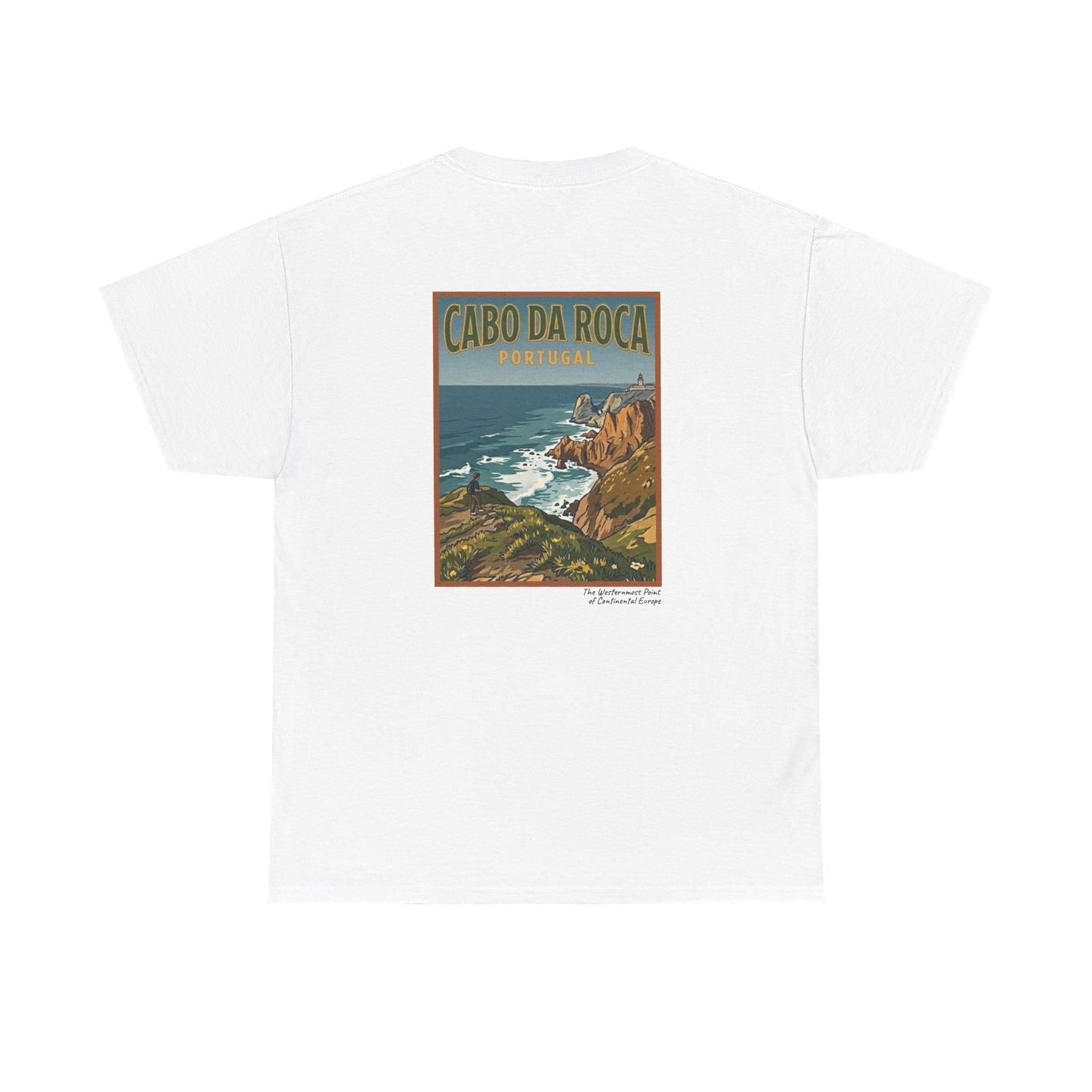 Cabo do Roca with coordinates - 4 panel front - Unisex Heavy Cotton Tee