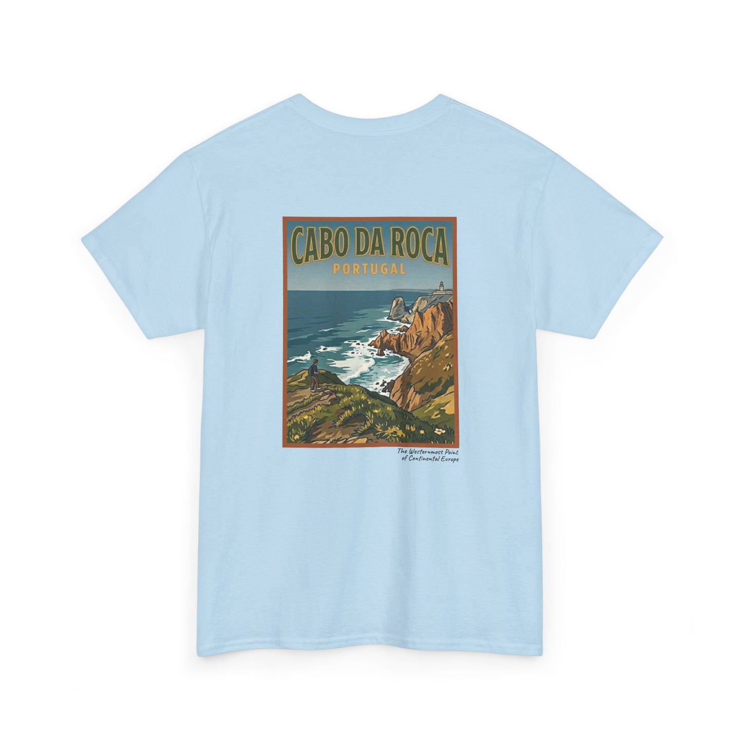 Cabo do Roca with coordinates - 4 panel front - Unisex Heavy Cotton Tee