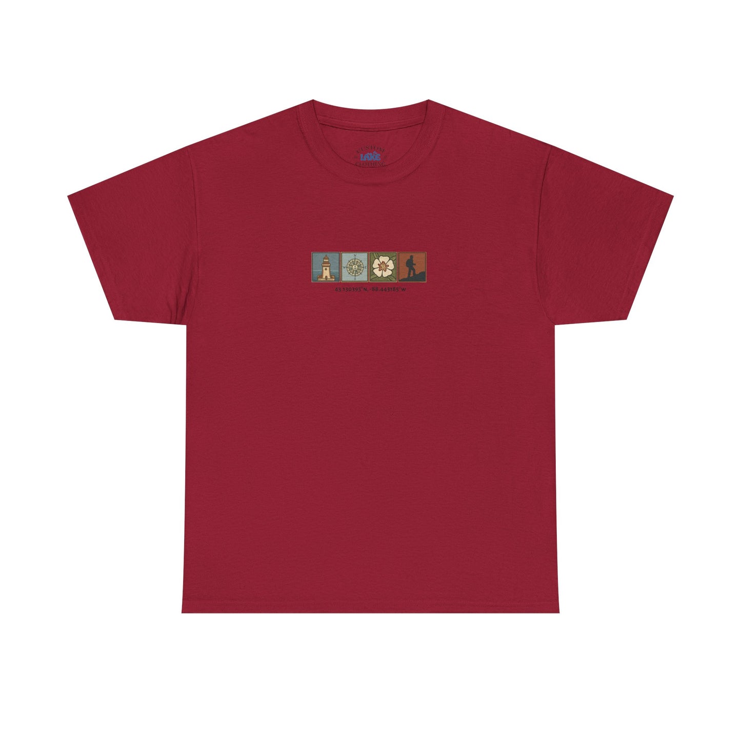 Cabo do Roca with coordinates - 4 panel front - Unisex Heavy Cotton Tee