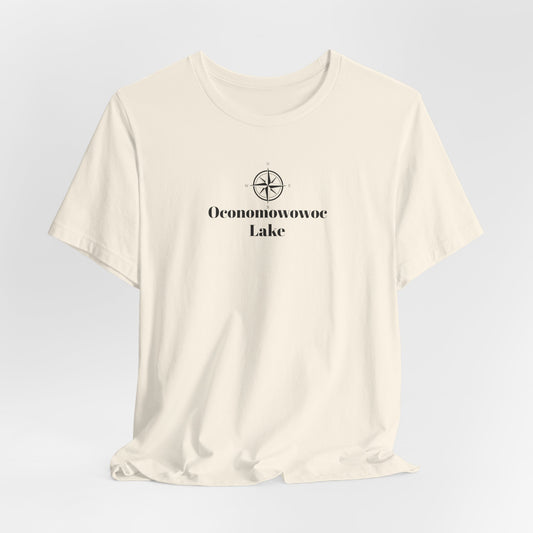 Oconomowoc Lake Compass Rose Unisex Lightweight Short Sleeve Tee