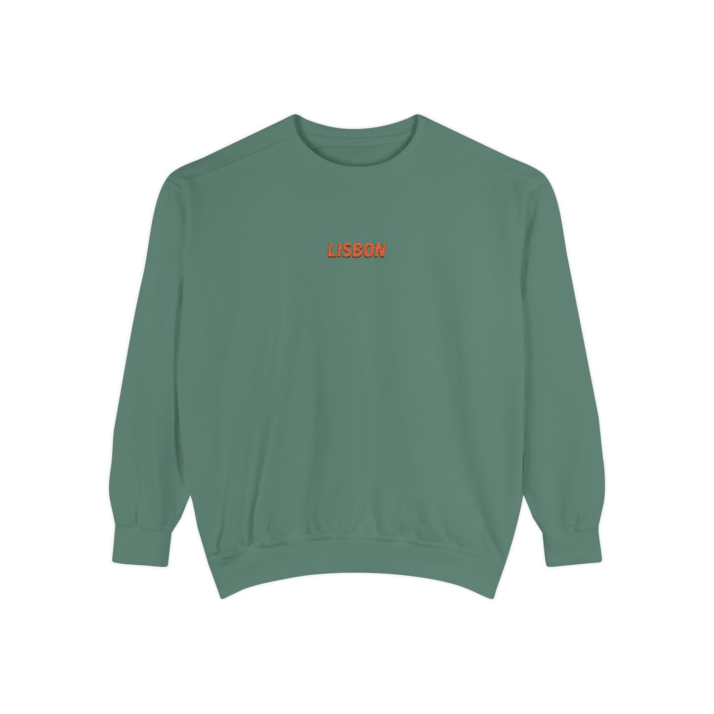 Lisbon Basic Text Unisex Embroidered Crewneck Sweatshirt - Comfort Colors