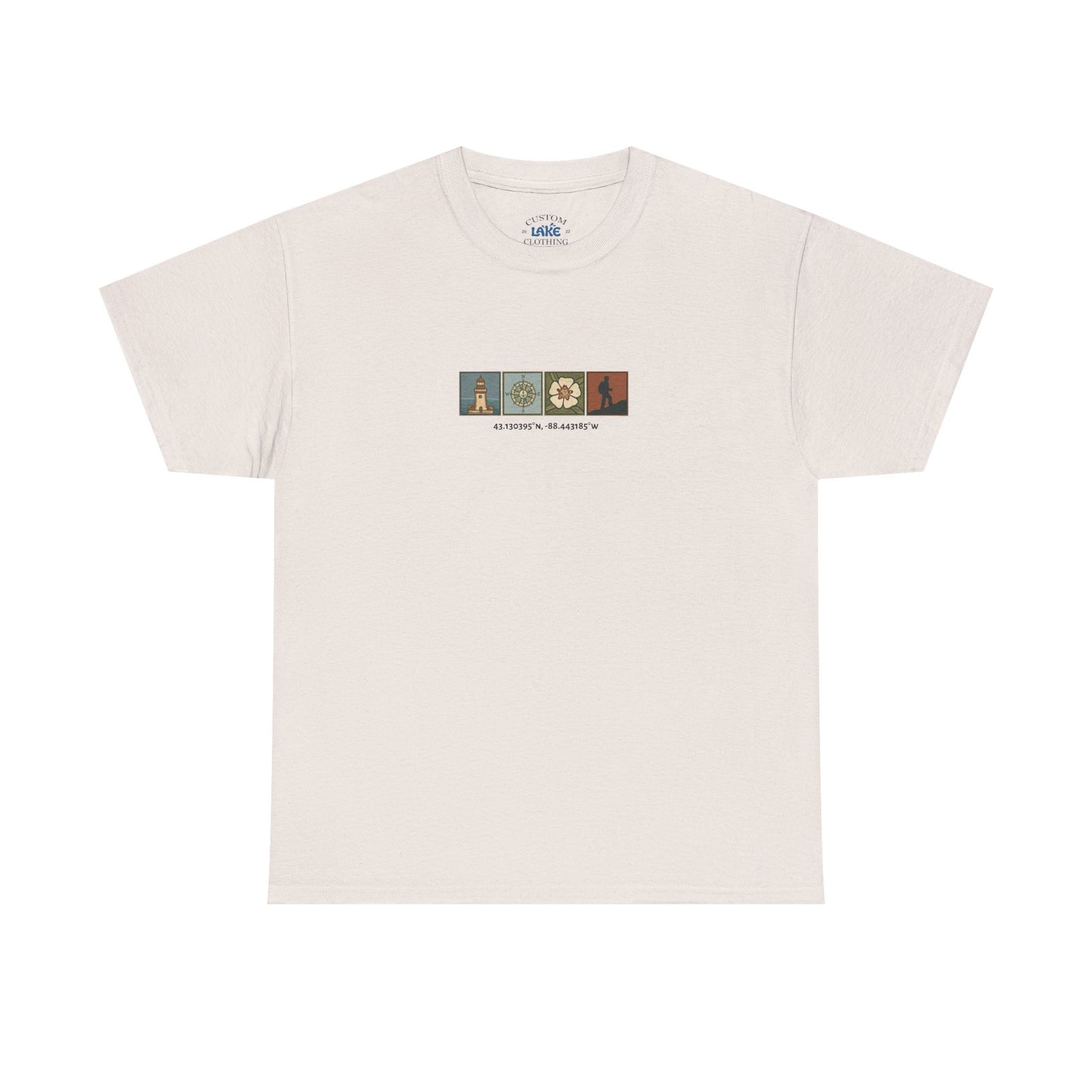 Cabo do Roca with coordinates - 4 panel front - Unisex Heavy Cotton Tee