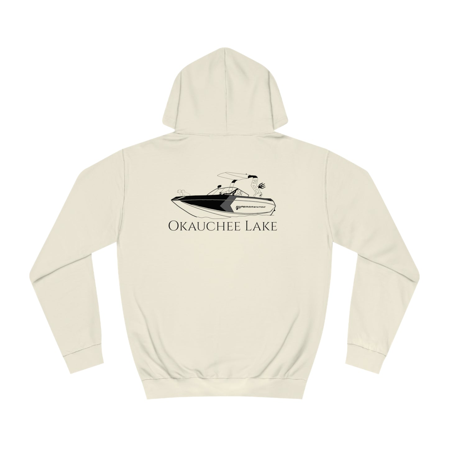 G21 Boat With Dogs Back - Okauchee Lake Unisex Hoodie Medium Weight