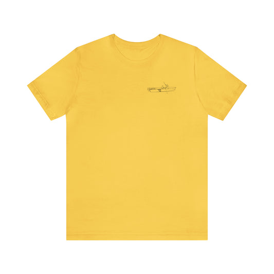 Okauchee Lake, 2 Guys Fishing In Boat - Unisex Lightweight Short Sleeve Tee