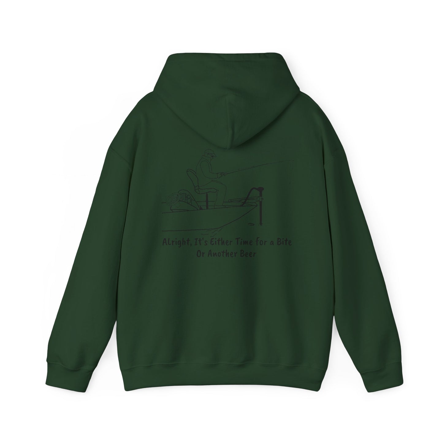 Trolling Motor Fishing, Bite or Beer - Okauchee Lake Unisex Heavy Blend Hooded Sweatshirt