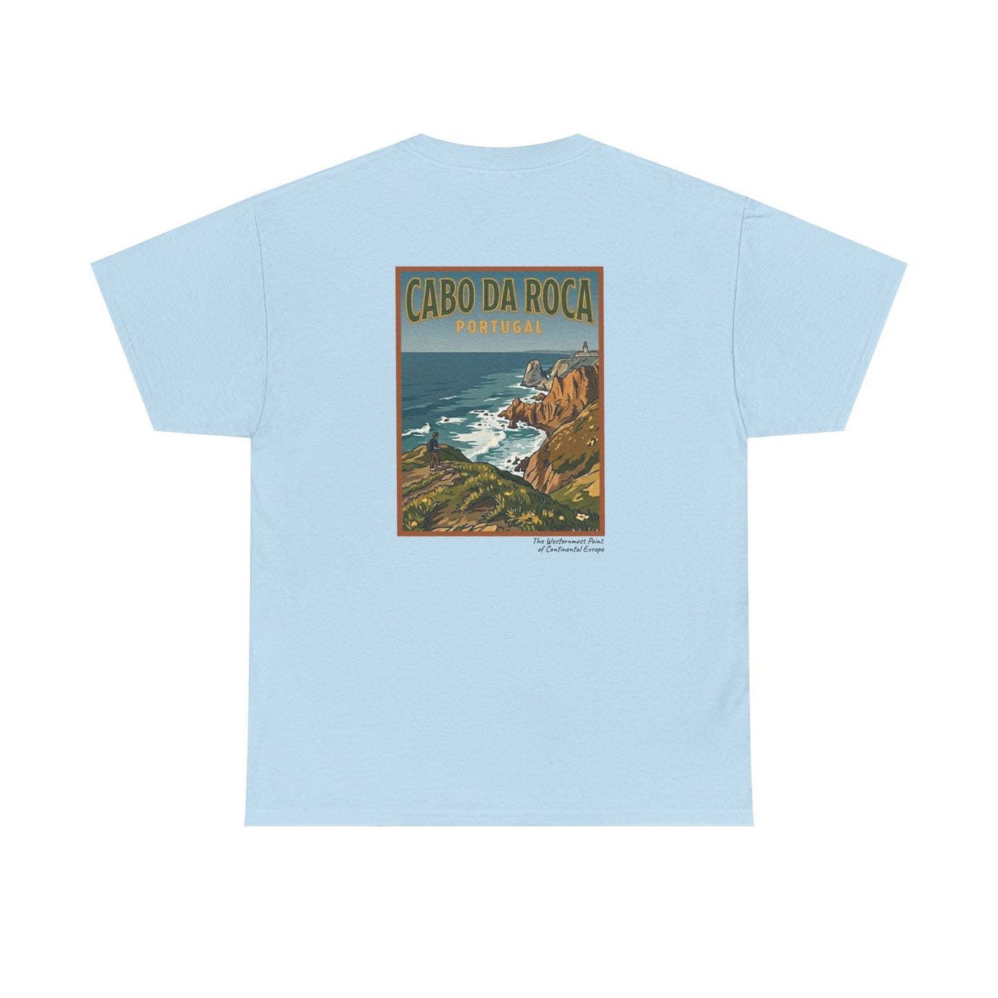 Cabo do Roca with coordinates - 4 panel front - Unisex Heavy Cotton Tee