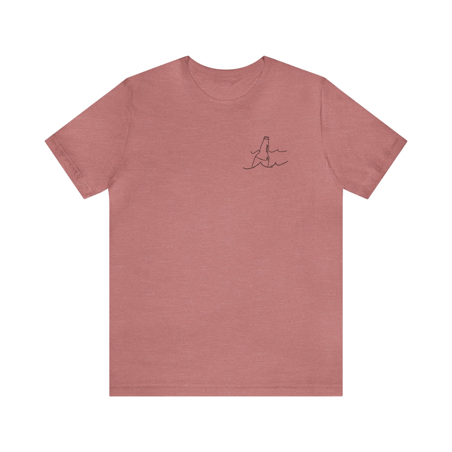 Pewaukee Lake, Bottle Front & Surfing Sketch - Unisex Lightweight Short Sleeve Tee