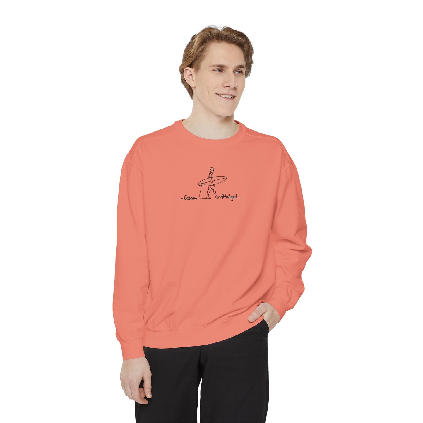 Surfing One Line Design Crewneck Sweatshirt - Comfort Colors