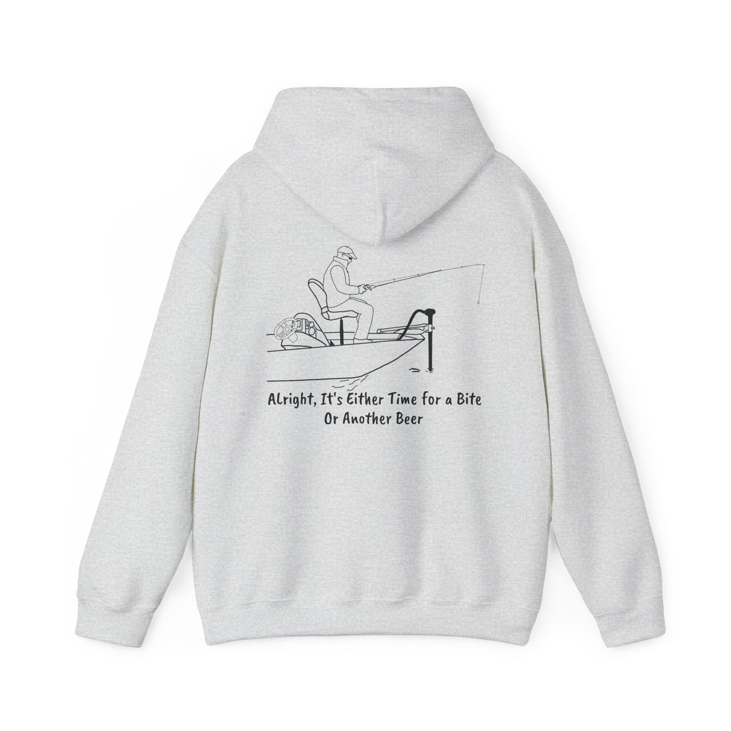Trolling Motor Fishing, Bite or Beer - Okauchee Lake Unisex Heavy Blend Hooded Sweatshirt