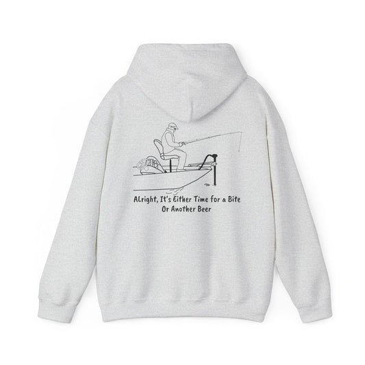 Trolling Motor Fishing, Bite or Beer - Okauchee Lake Unisex Heavy Blend Hooded Sweatshirt