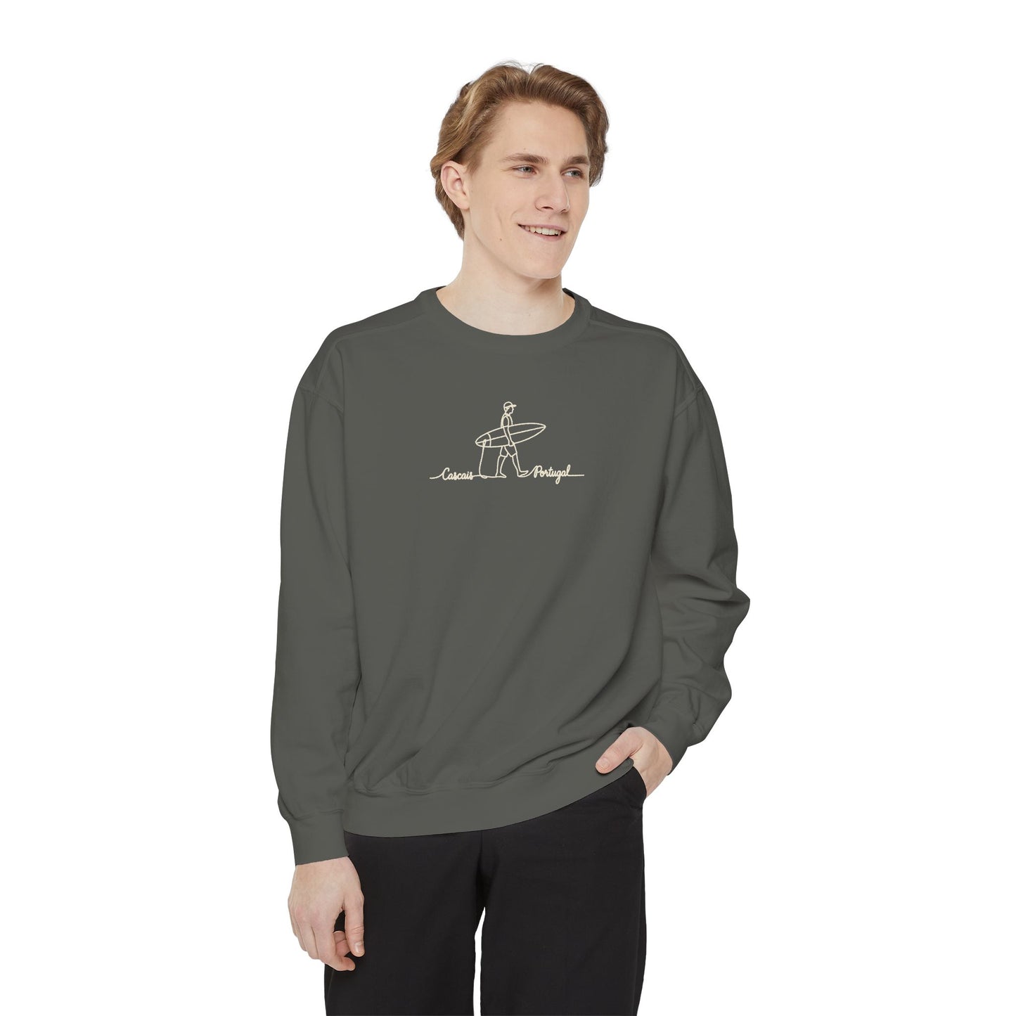 Surfing One Line Design Crewneck Sweatshirt - Comfort Colors