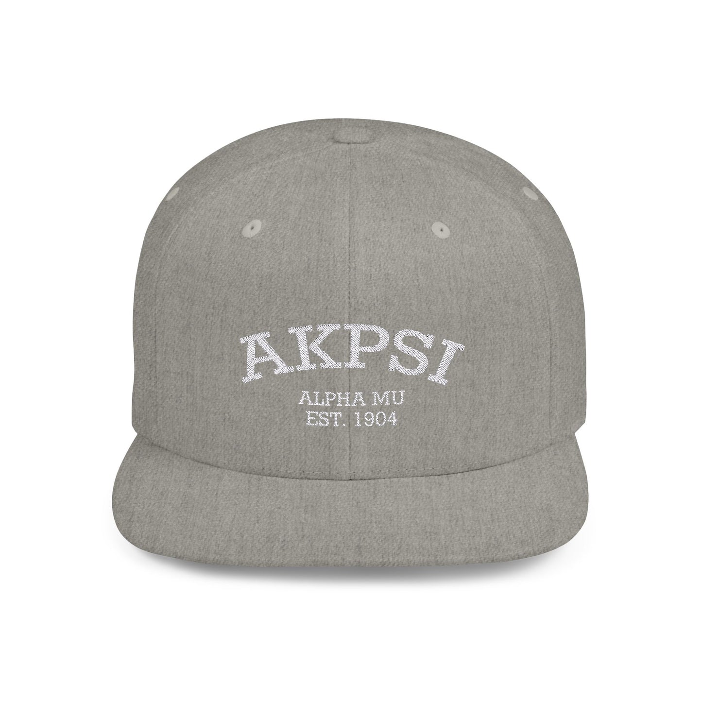 AKPsi Embroidered white text - Flat Bill Snapback