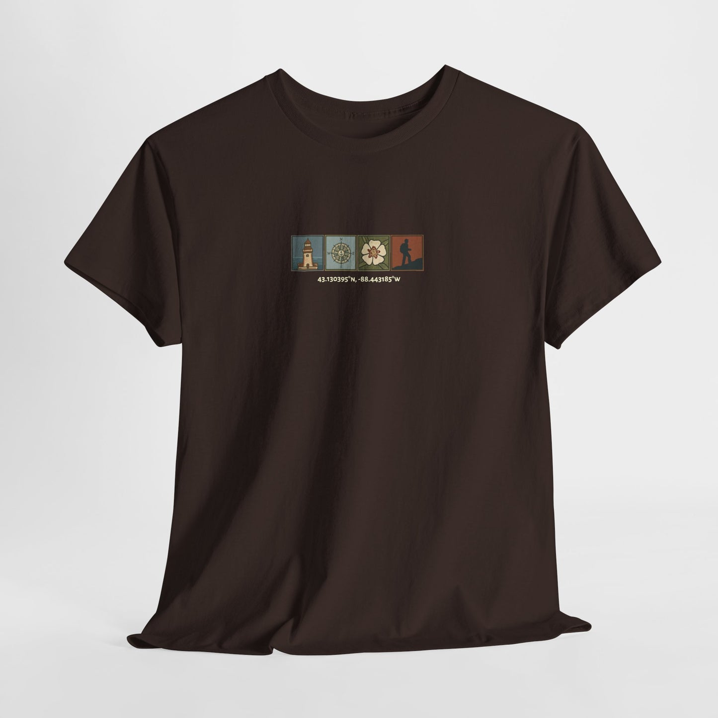 Cabo do Roca with coordinates - 4 panel front - Unisex Heavy Cotton Tee
