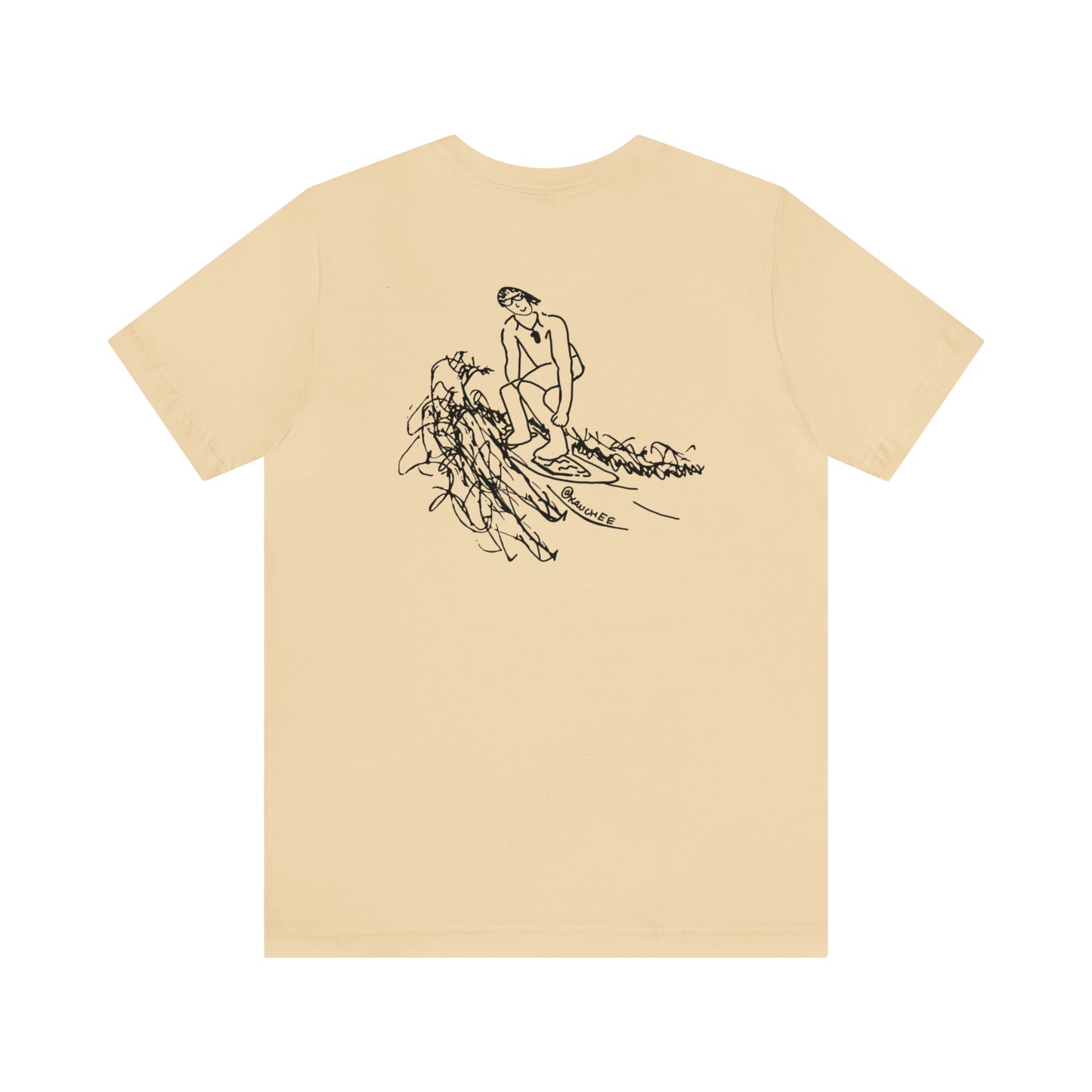 Okauchee Lake, Surfing Sketch - Unisex Lightweight Short Sleeve Tee