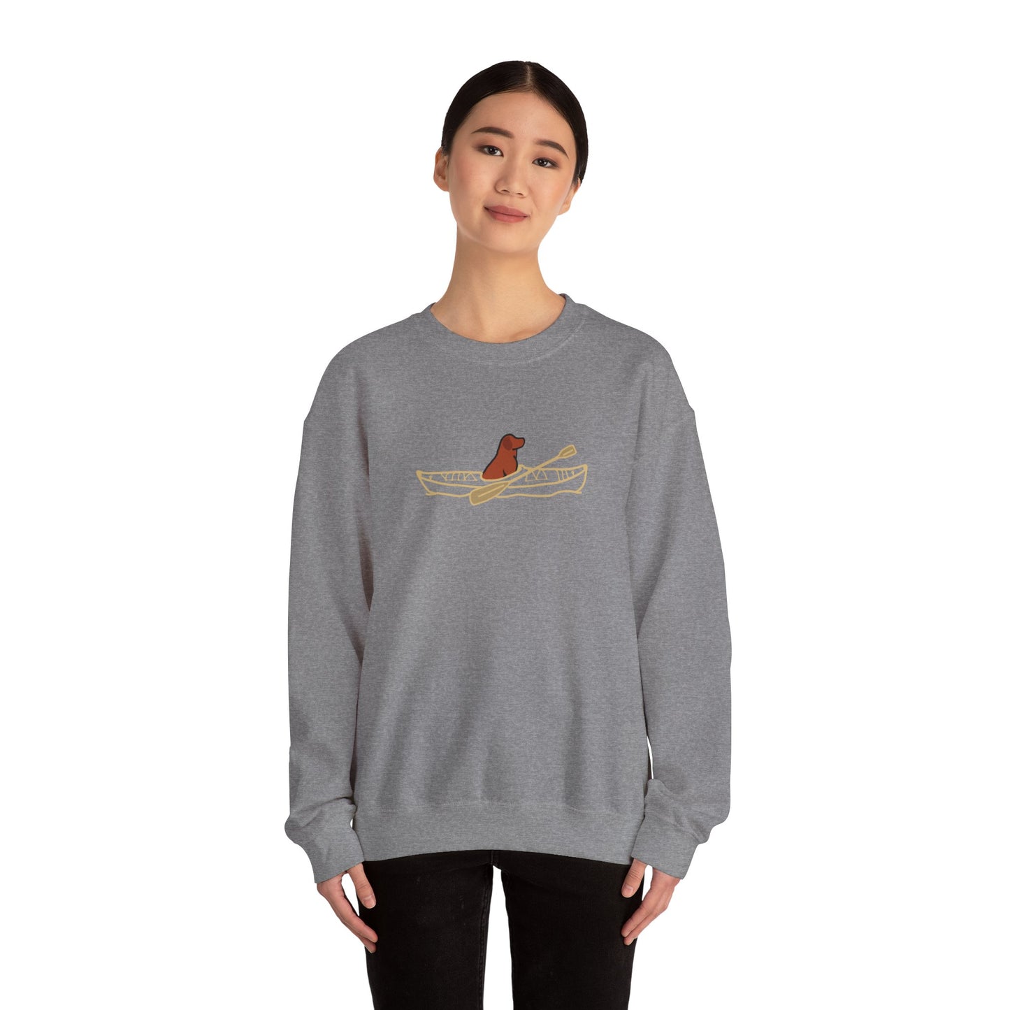 Lucy Lab Kayak Dog No back Final- Unisex Heavy Blend™ Crewneck Sweatshirt