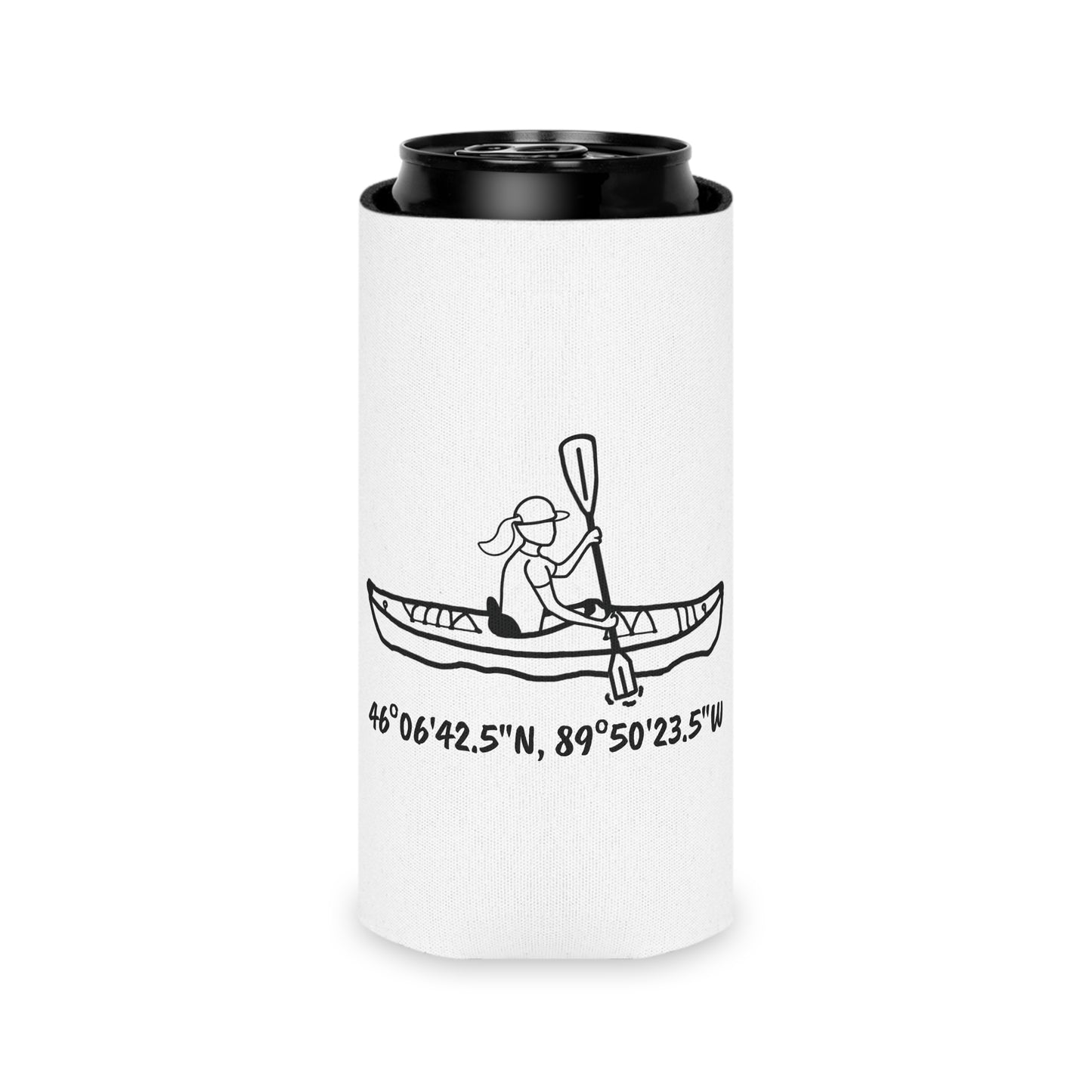 Kayak Girl Can Koozie - Manitowish Waters