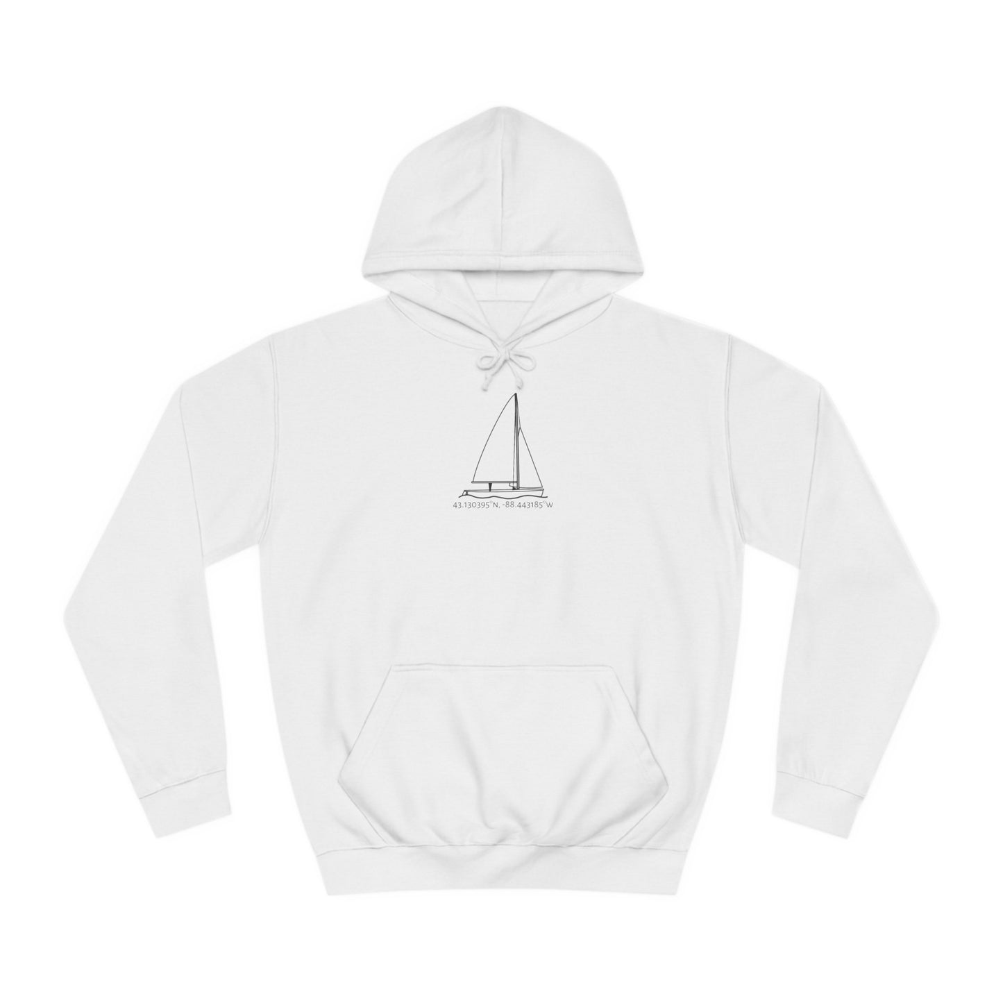 Sailboat 470 model Okauchee Lake Coordinates - Medium Weight Hoodie