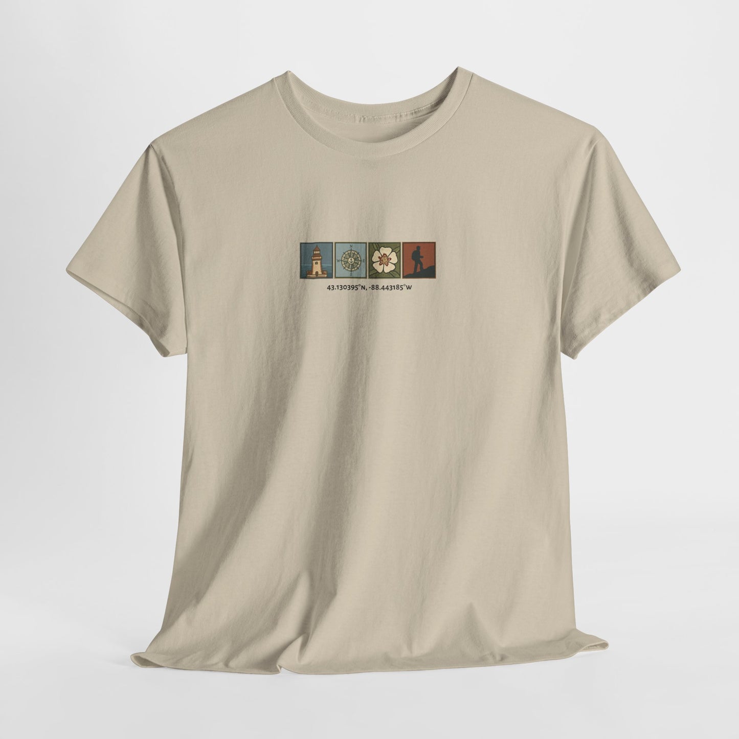 Cabo do Roca with coordinates - 4 panel front - Unisex Heavy Cotton Tee