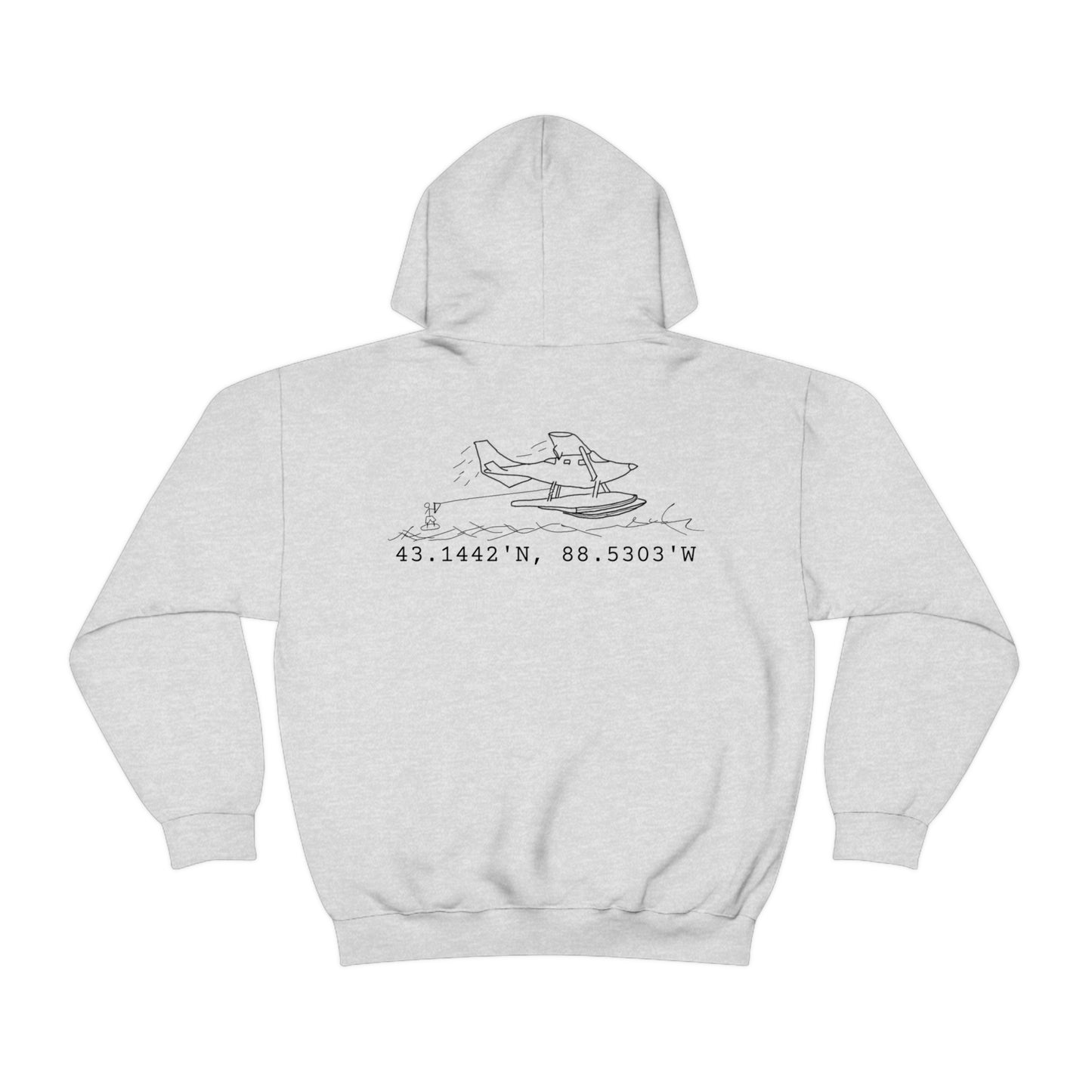 Lac LaBelle, Wakeboard Float Plane - Unisex Heavy Blend Hooded Sweatshirt