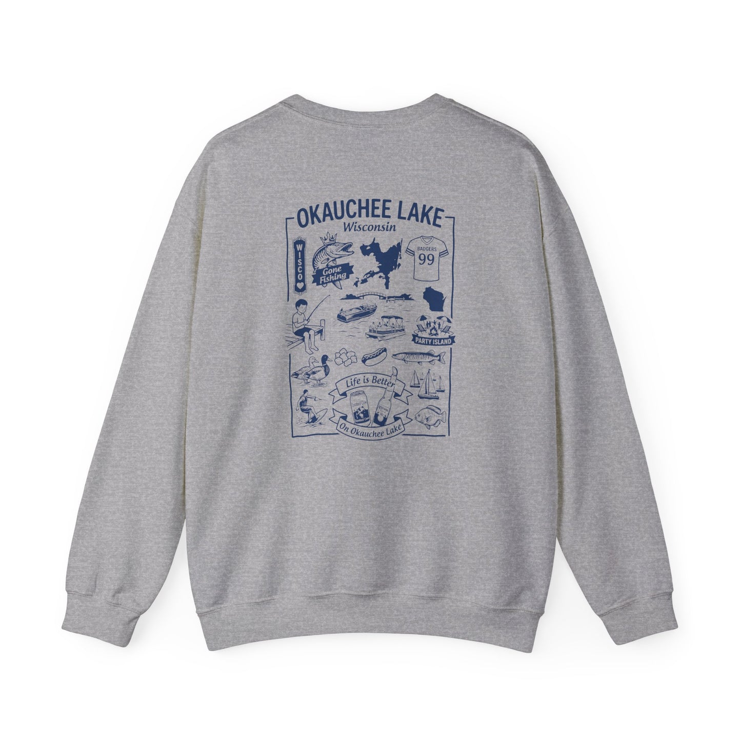Okauchee Lake "Icons Style" - Gildan Crewneck Sweatshirt