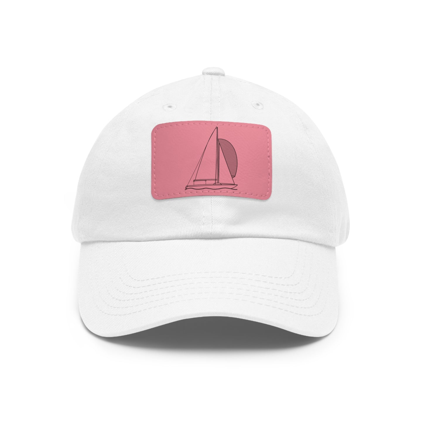 Sailboats Yngling Style Single Mast - Hat with Leather Patch (rectangle)