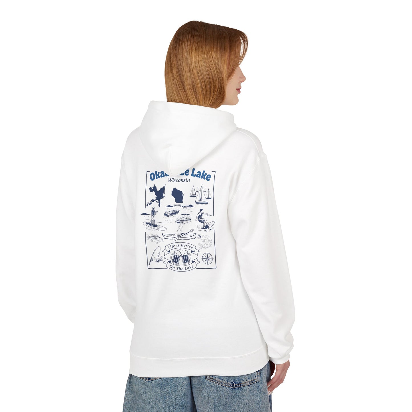 Okauchee Lake Midweight Travel Hoodie -  BD Style #1 (Icons)