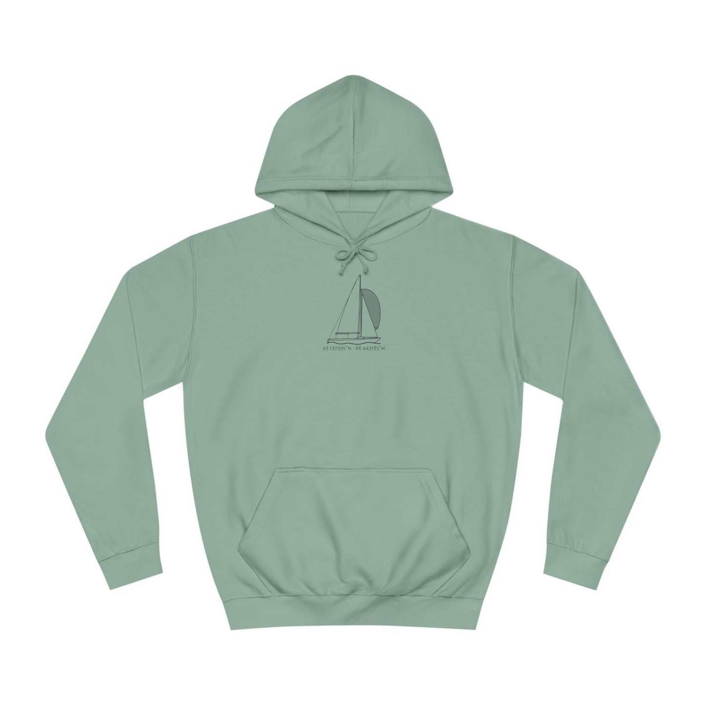 Sailboat Yngling model Okauchee Lake Coordinates - Medium Weight Hoodie