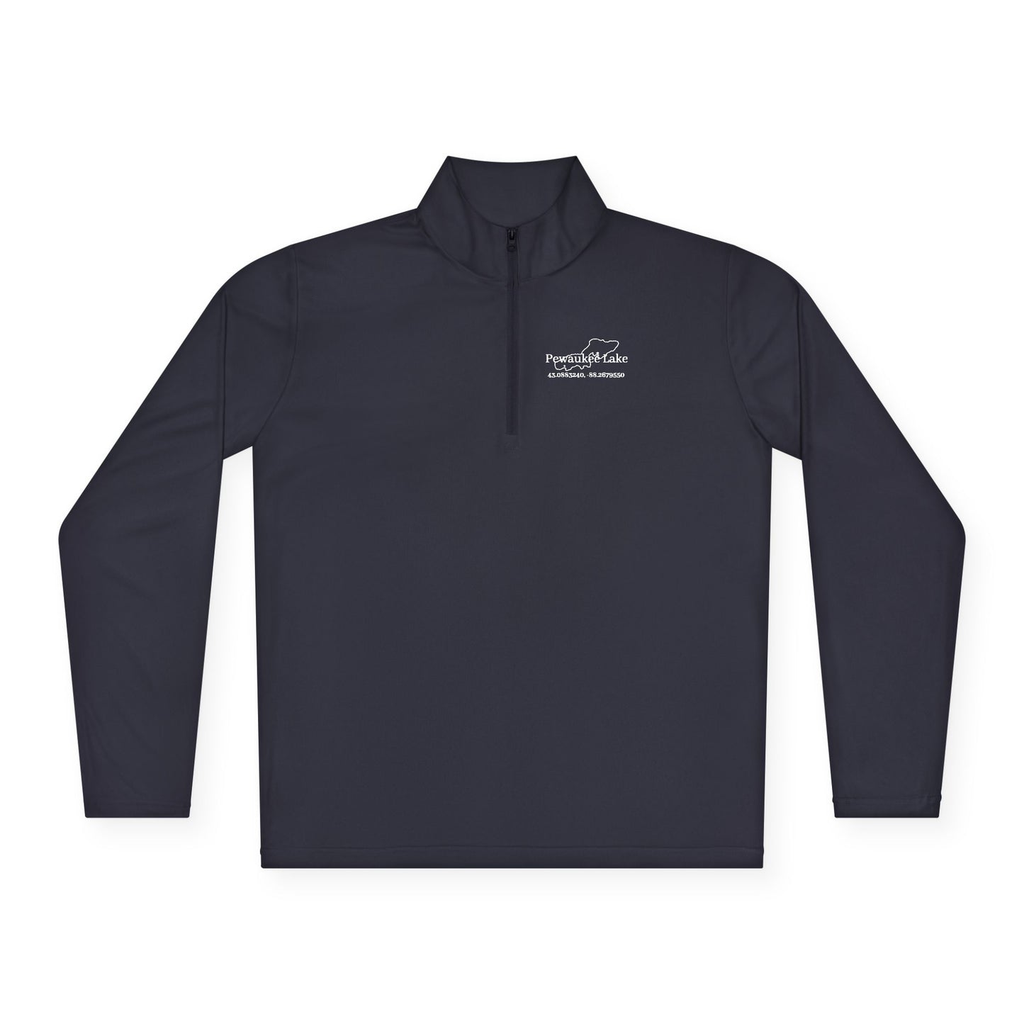 Pewaukee lake Name and CoordsUnisex Quarter-Zip Pullover